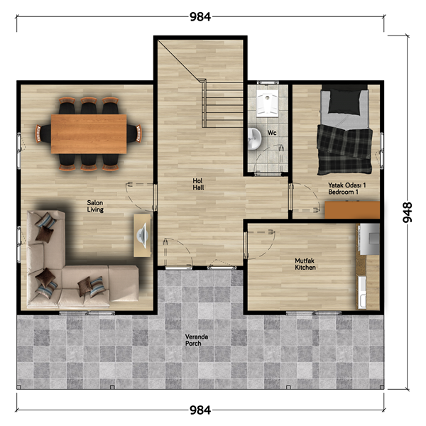 Akasya 110 Metrekare Dubleks Prefabrik Ev
